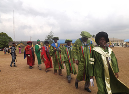 The Principal Officers of the college on roll call to the Matriculation venue